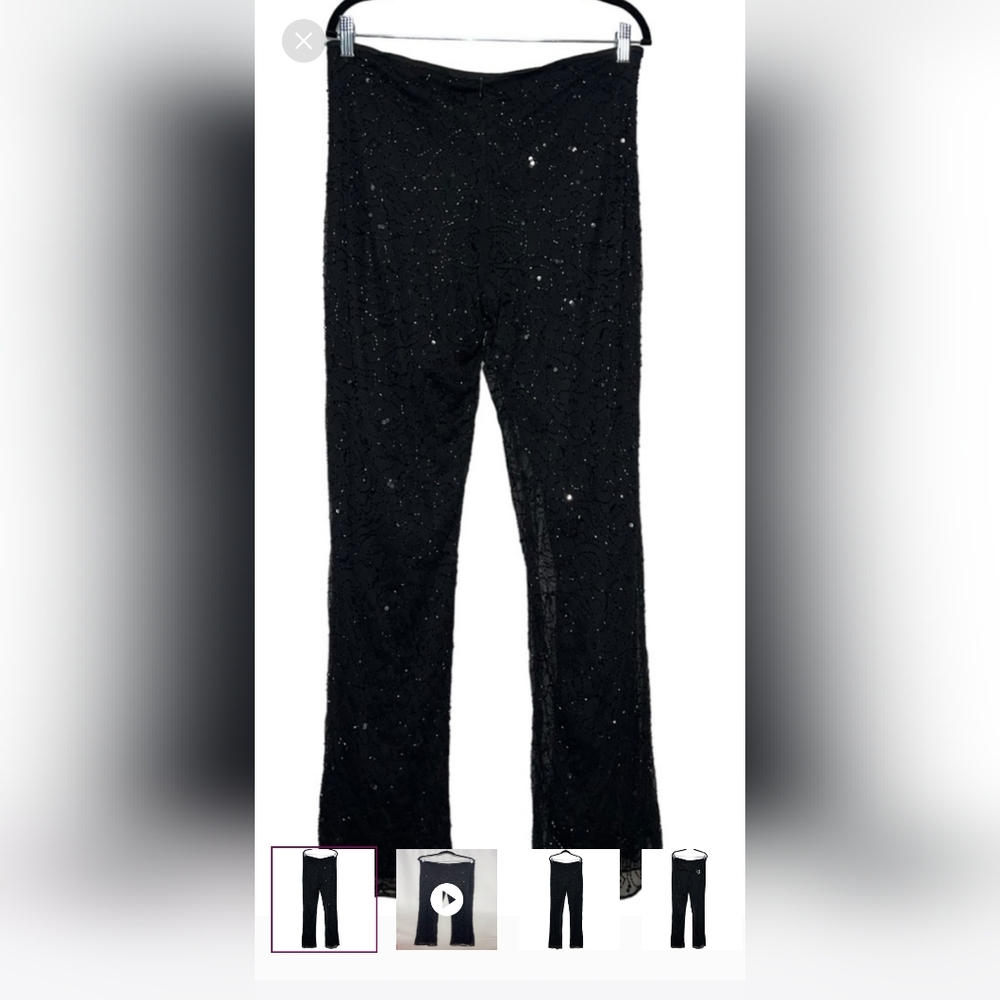 Vintage 80s Laurence Kazar Black Beaded Sequin Pants